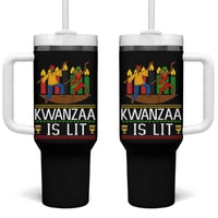 Funny Kwanzaa Is Lit Tumbler With Handle Festival Of Lights African Heritage Gift - Wonder Print Shop