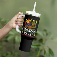Funny Kwanzaa Is Lit Tumbler With Handle Festival Of Lights African Heritage Gift - Wonder Print Shop