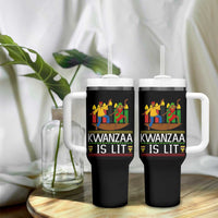 Funny Kwanzaa Is Lit Tumbler With Handle Festival Of Lights African Heritage Gift - Wonder Print Shop