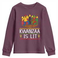 Funny Kwanzaa Is Lit Youth Sweatshirt Festival Of Lights African Heritage Gift - Wonder Print Shop