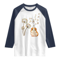 Flower Guinea Pig Dandelion Raglan Shirt Funny Cavy Lover Gift - Wonder Print Shop