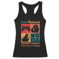Funny Easily Distracted By Guinea Pigs And Gaming Racerback Tank Top Game Lover Gift - Wonder Print Shop