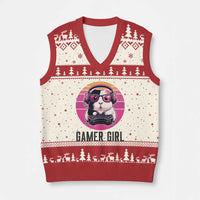 Funny Guinea Pig Video Game Rodent Lover V-Neck Knit Sweater Vest Gamers Girl Sunset Retro Gift - Wonder Print Shop
