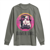 Funny Guinea Pig Video Game Rodent Lover Long Sleeve Shirt Gamers Girl Sunset Retro Gift - Wonder Print Shop