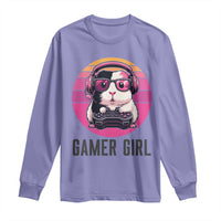 Funny Guinea Pig Video Game Rodent Lover Long Sleeve Shirt Gamers Girl Sunset Retro Gift - Wonder Print Shop