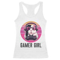 Funny Guinea Pig Video Game Rodent Lover Racerback Tank Top Gamers Girl Sunset Retro Gift - Wonder Print Shop