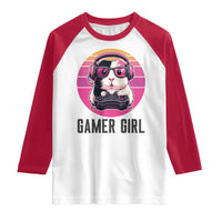Funny Guinea Pig Video Game Rodent Lover Raglan Shirt Gamers Girl Sunset Retro Gift - Wonder Print Shop