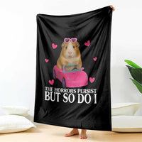 Funny Guinea Pig Lover Gift Throw Blanket The Horrors Persist But So Do I - Wonder Print Shop