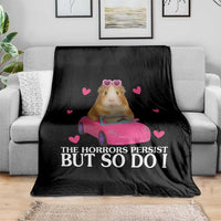 Funny Guinea Pig Lover Gift Throw Blanket The Horrors Persist But So Do I - Wonder Print Shop