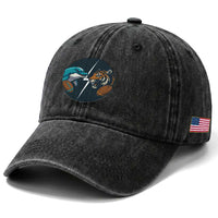 Funny Tiger Vs Dolphin Rivalry Washed Cotton Baseball Cap Gift For FB Hardcore Fan