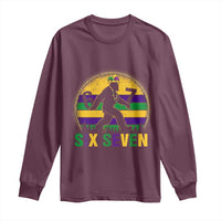 Funny Mardi Gras Bigfoot Long Sleeve Shirt Six Seven Meme