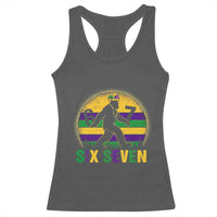 Funny Mardi Gras Bigfoot Racerback Tank Top Six Seven Meme