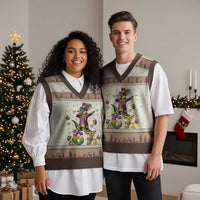 Funny Mardigator Alligator Six Seven Meme V-Neck Knit Sweater Vest Mardi Gras Gifts