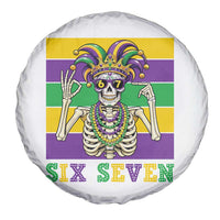 Funny Mardi Gras Skeleton Spare Tire Cover Six Seven Meme