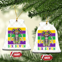 Funny Mardi Gras Skeleton Ceramic Ornament Six Seven Meme