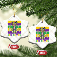 Funny Mardi Gras Skeleton Ceramic Ornament Six Seven Meme