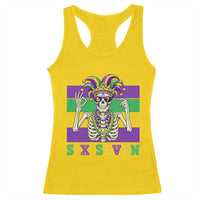 Funny Mardi Gras Skeleton Racerback Tank Top Six Seven Meme