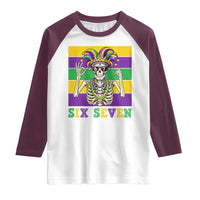 Funny Mardi Gras Skeleton Raglan Shirt Six Seven Meme