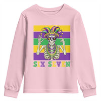 Funny Mardi Gras Skeleton Youth Sweatshirt Six Seven Meme