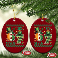 Funny St Patricks Six Seven Ceramic Ornament Gen Z Irish Gift