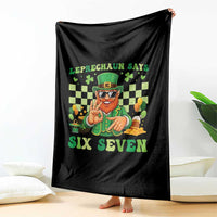 Funny Leprechaun Says Six Seven Throw Blanket St Patricks Day