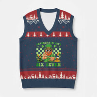 Funny Leprechaun Says Six Seven V-Neck Knit Sweater Vest St Patricks Day