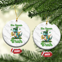 Funny Dinosaur Says Six Seven Ceramic Ornament St Patricks Day