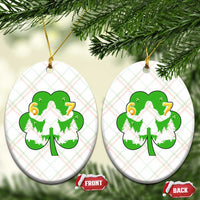 St Patricks Day Bigfoot Shamrock Ceramic Ornament Six Seven Meme