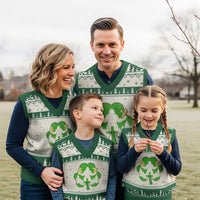 St Patricks Day Bigfoot Shamrock V-Neck Knit Sweater Vest Six Seven Meme