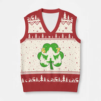 St Patricks Day Bigfoot Shamrock V-Neck Knit Sweater Vest Six Seven Meme