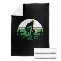 Funny St Patricks Bigfoot Says Six Seven Throw Blanket Gen Z Irish Gift