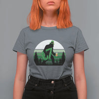 Funny St Patricks Bigfoot Says Six Seven T Shirt For Women Gen Z Irish Gift