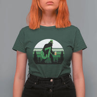 Funny St Patricks Bigfoot Says Six Seven T Shirt For Women Gen Z Irish Gift