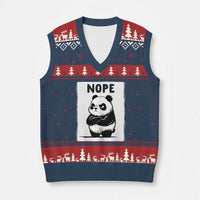 Grumpy Panda Says Nope V-Neck Knit Sweater Vest Japanese Aesthetic Panda Bear Graphic