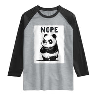 Grumpy Panda Says Nope Raglan Shirt Japanese Aesthetic Panda Bear Graphic