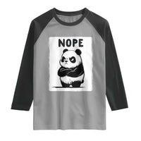 Grumpy Panda Says Nope Raglan Shirt Japanese Aesthetic Panda Bear Graphic