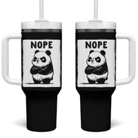 Grumpy Panda Says Nope Tumbler With Handle Japanese Aesthetic Panda Bear Graphic