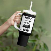 Grumpy Panda Says Nope Tumbler With Handle Japanese Aesthetic Panda Bear Graphic