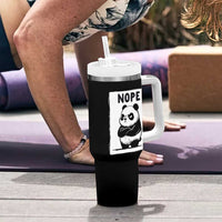 Grumpy Panda Says Nope Tumbler With Handle Japanese Aesthetic Panda Bear Graphic