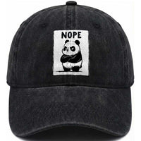 Grumpy Panda Says Nope Washed Cotton Baseball Cap Japanese Aesthetic Panda Bear Graphic