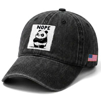 Grumpy Panda Says Nope Washed Cotton Baseball Cap Japanese Aesthetic Panda Bear Graphic
