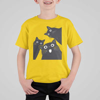 Funny Japanese Black Cat Is Watching You T Shirt For Kid Cat Lover