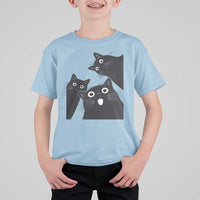 Funny Japanese Black Cat Is Watching You T Shirt For Kid Cat Lover