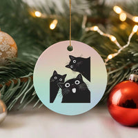 Funny Japanese Black Cat Is Watching You Ceramic Ornament Cat Lover