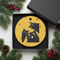 Funny Japanese Black Cat Is Watching You Ceramic Ornament Cat Lover