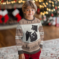 Funny Japanese Black Cat Is Watching You Ugly Christmas Sweater Cat Lover
