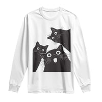 Funny Japanese Black Cat Is Watching You Long Sleeve Shirt Cat Lover