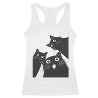 Funny Japanese Black Cat Is Watching You Racerback Tank Top Cat Lover