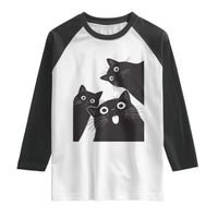 Funny Japanese Black Cat Is Watching You Raglan Shirt Cat Lover