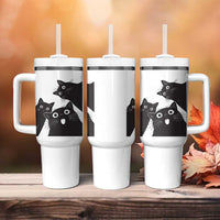 Funny Japanese Black Cat Is Watching You Tumbler With Handle Cat Lover